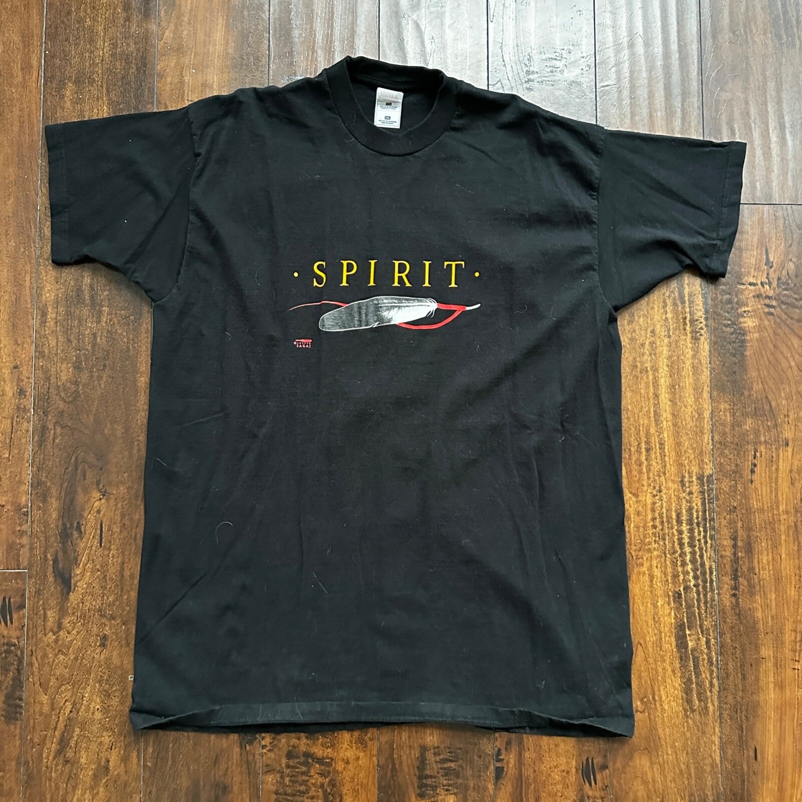 Spirit Feather Vintage T Shirt Black 90s 2XL FOTL Basic Saga Art Animals Travel