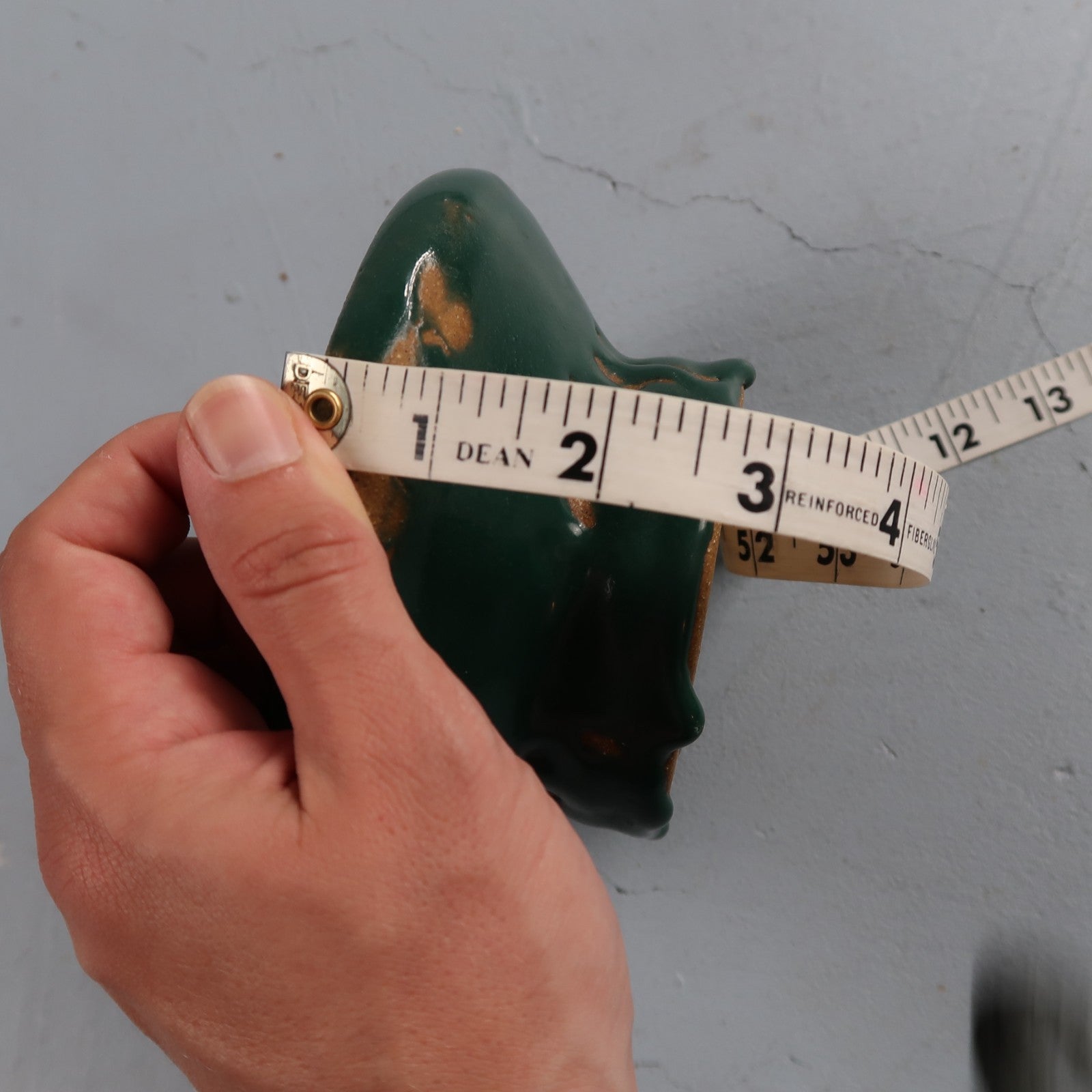 Green Glazed Small Size Motif Bowl Cute Ceramic Green VTG 90s Handmade Art Folk