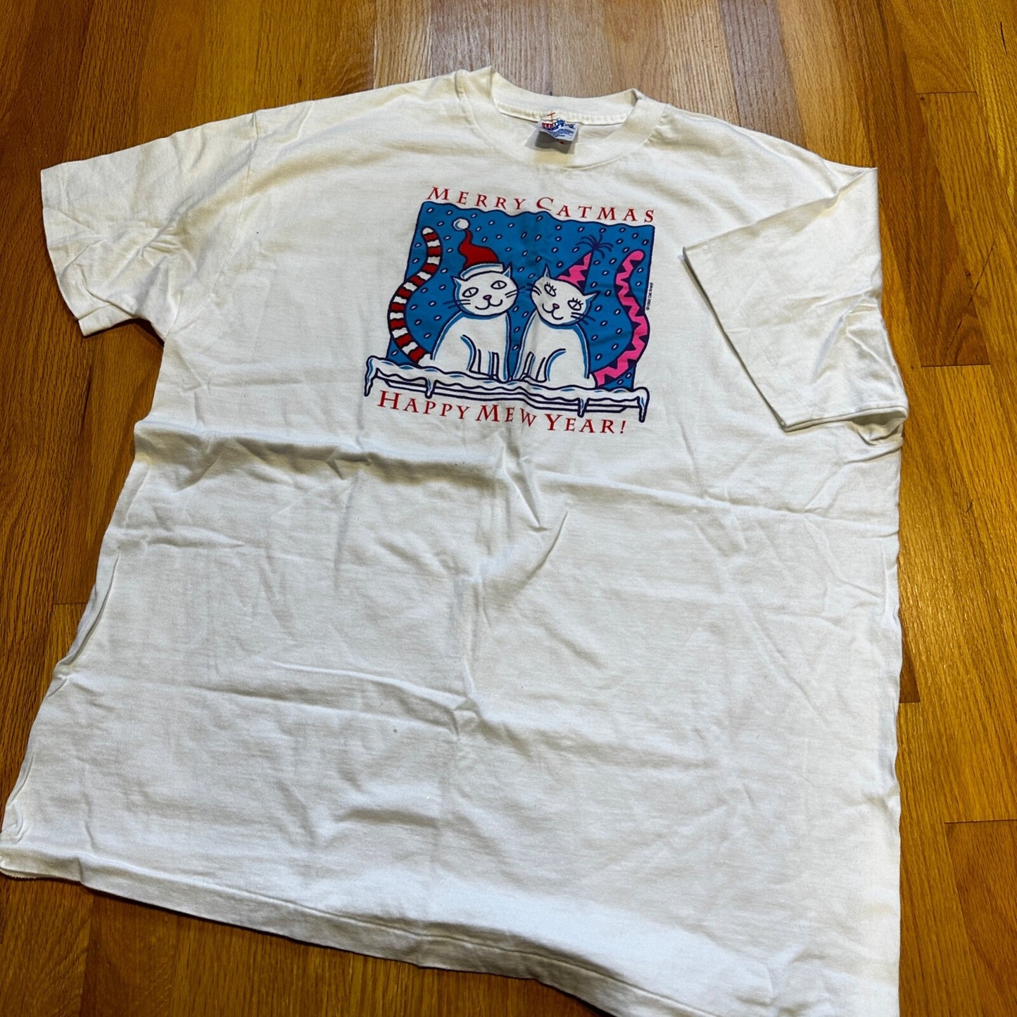 Merry Catmas Cats Vintage T Shirt Christmas New Year Animals Lover Cute Holiday