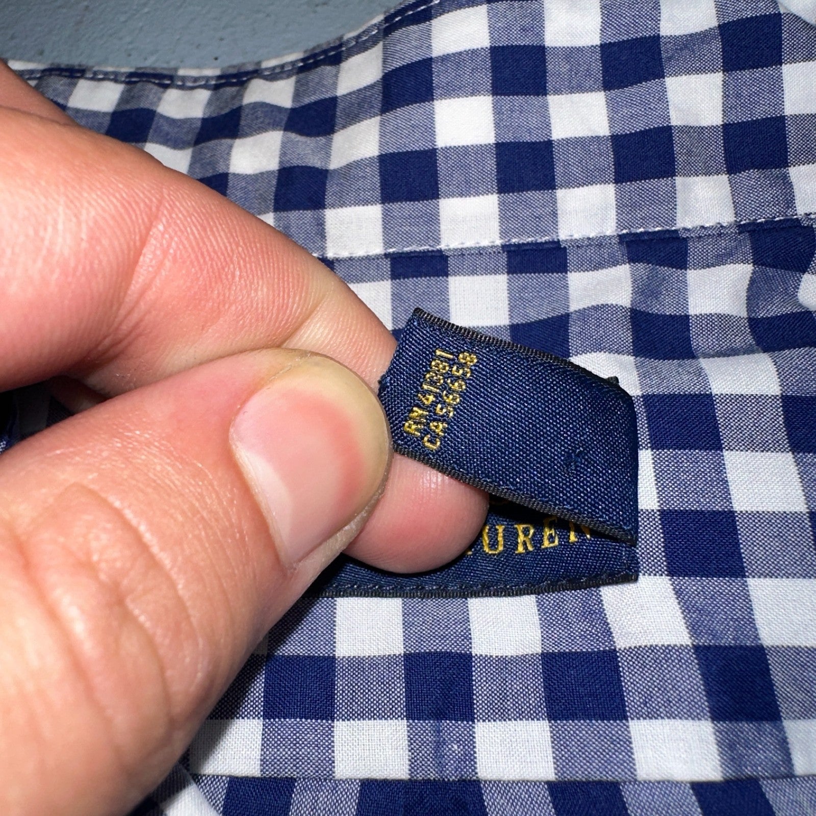 Ralph Lauren Boys XL Blue Gingham Check Long Sleeve Shirt 100% Cotton Polo