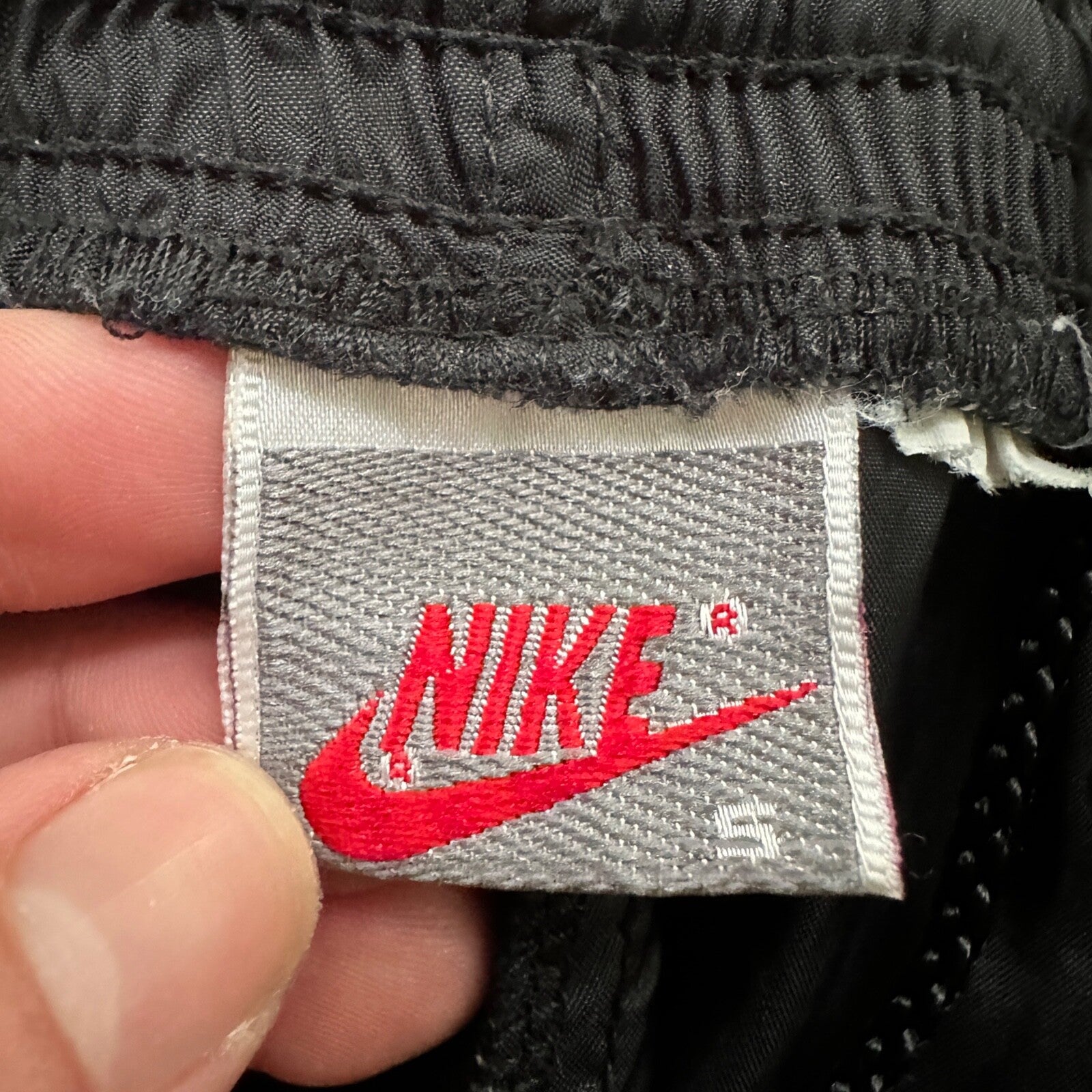 Nike VTG 90s Grey Tag Windpants Track Pants Ankle Zip Unlined Black S 1990s