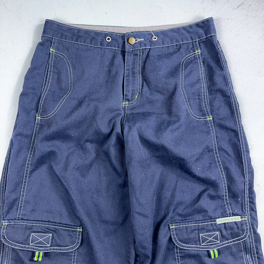 Vintage Trans Nine Rave Y2K Navy Blue Wide Leg Retro Pants Womens 30 x 30