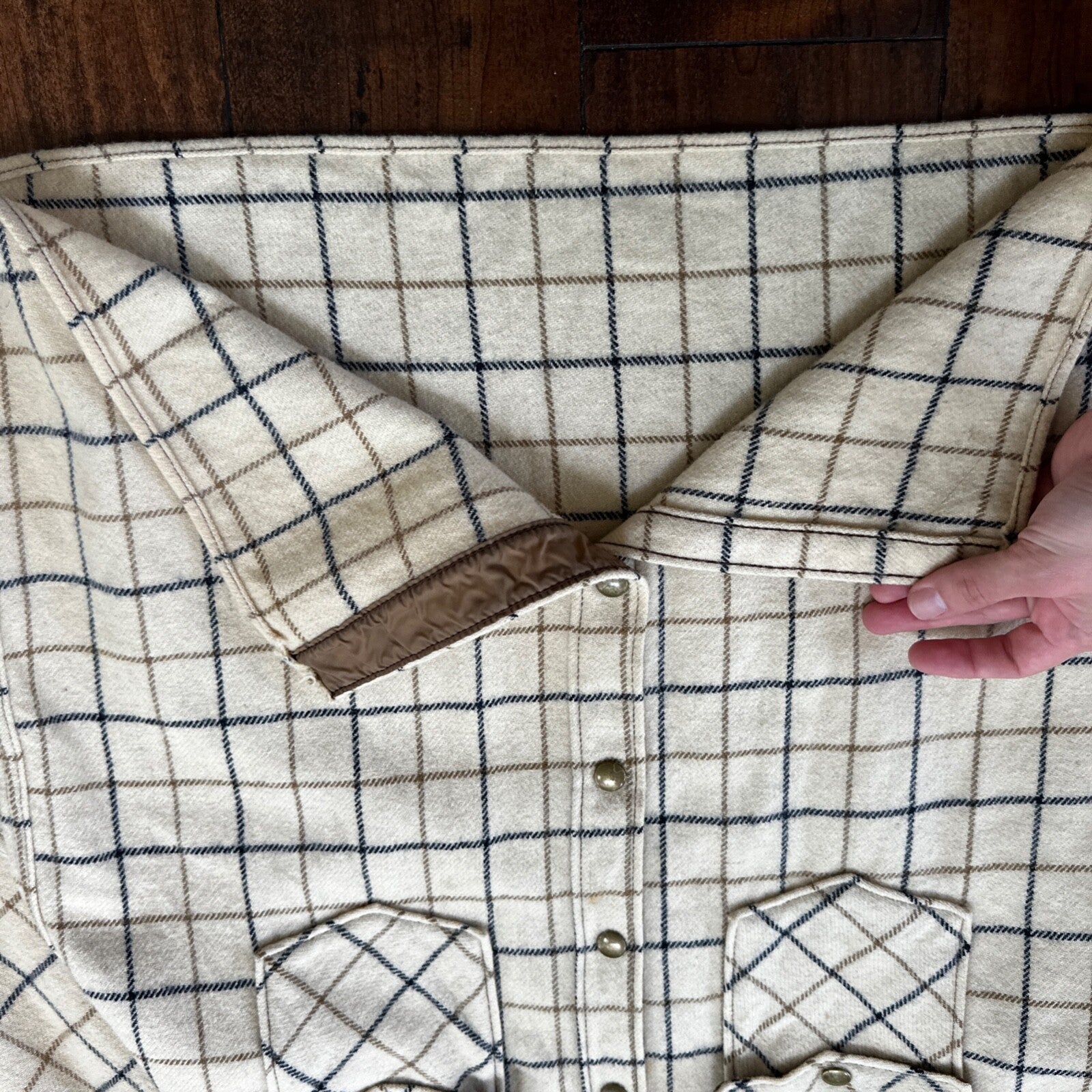 Norm Thompson VTG Long Sleeve Snap Up Heavy Wool Shirt Plaid 60s XL Rockabilly