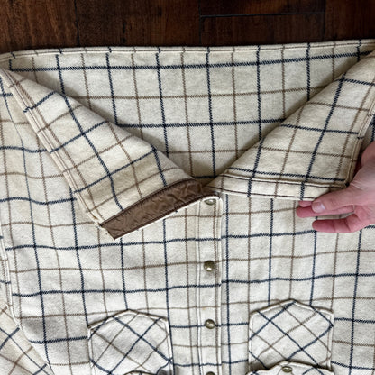 Norm Thompson VTG Long Sleeve Snap Up Heavy Wool Shirt Plaid 60s XL Rockabilly