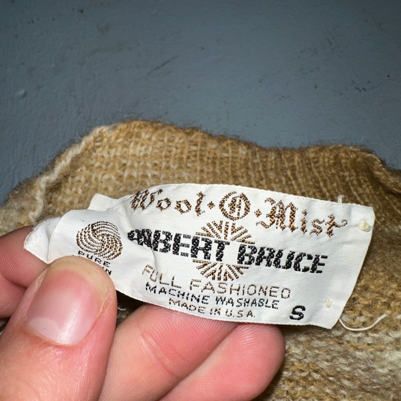 Robert Bruce 1970s Vintage Wool Cardigan Sweater Yellow Mustard Brown Aztec USA