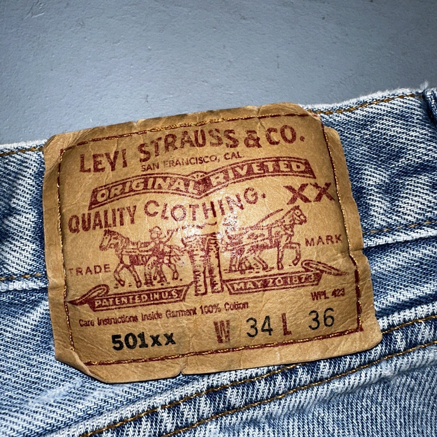 Levis 501 Vintage 90s Mexico Straight Leg Jeans 34x36 Y2K Light Wash Act 31x31