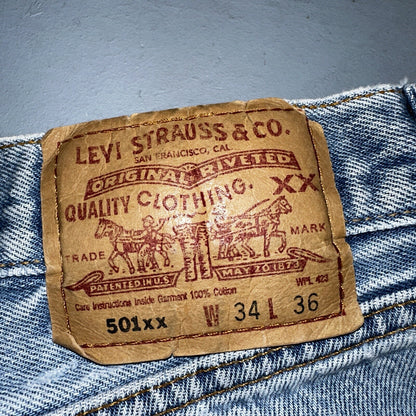 Levis 501 Vintage 90s Mexico Straight Leg Jeans 34x36 Y2K Light Wash Act 31x31