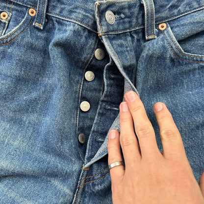 VTG 90s Levis 501 Button Fly 36x36 USA Tag Jeans Straight Wash Blue XX Act 32x31