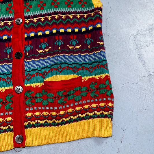 Allen Solly Womens Pullover Knit Sleeveless Cotton Vest Aztec Multicolor Crazy