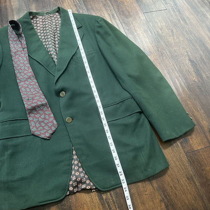 1960s 1970s Green Cashemere Sport Jacket VTG Mens Suit 44 34x32 Rockabilly Gray