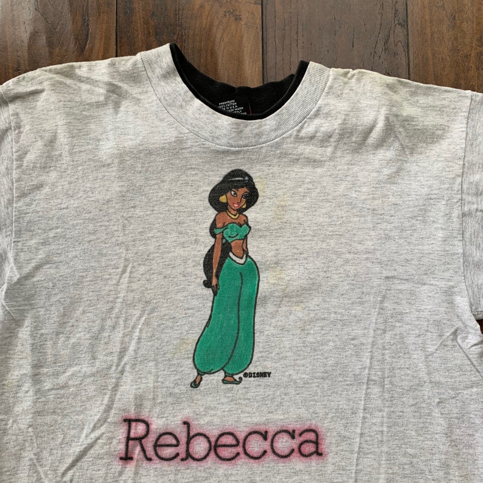 Aladdin Jasmine Vintage T Shirt Disney Princess Rebecca Name 90s Genie Rap Band