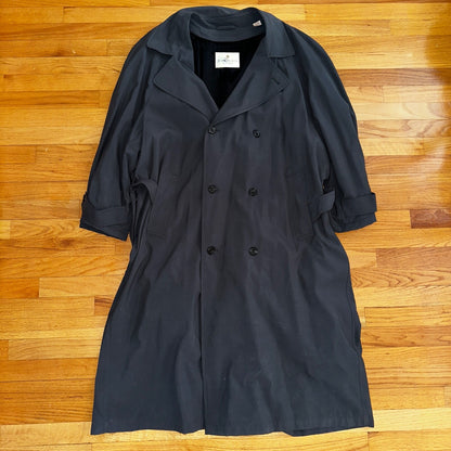 Bill Blass Menswear Trench Coat 46R Removable Liner Long Belted Overcoat VTG