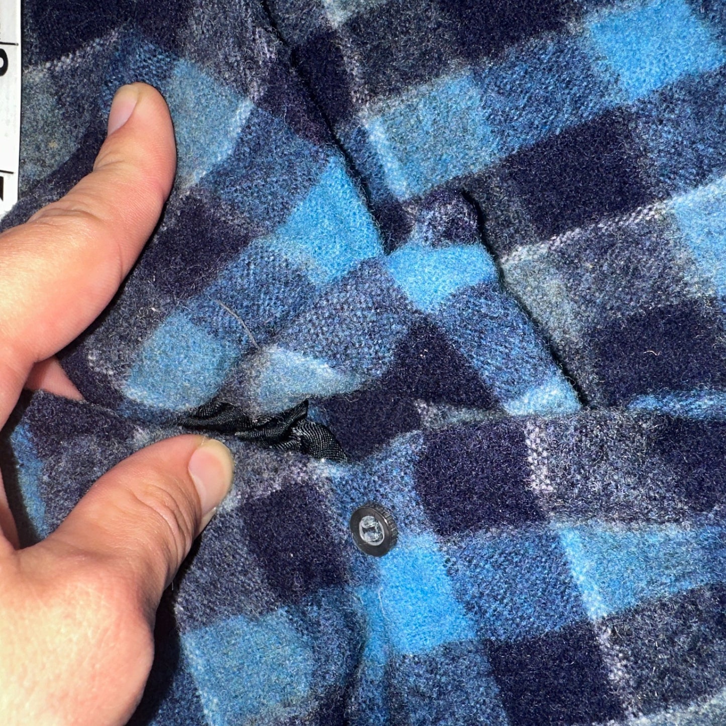 Vintage 60s 70s Towncraft Wool Flannel Blend Button Up Shirt Penneys M Blue