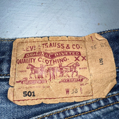 Levis 501 Vintage Y2K 90s XX Straight Leg Jeans Blue Med Wash 38x34 Act 37x31