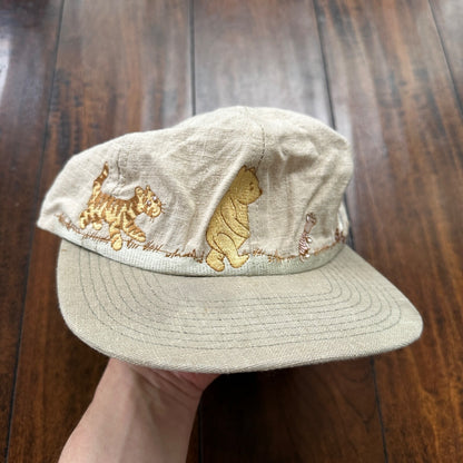 Disney Winnie Pooh and Friends Piglet VTG Hat Cap Snapback 90s USA Beige