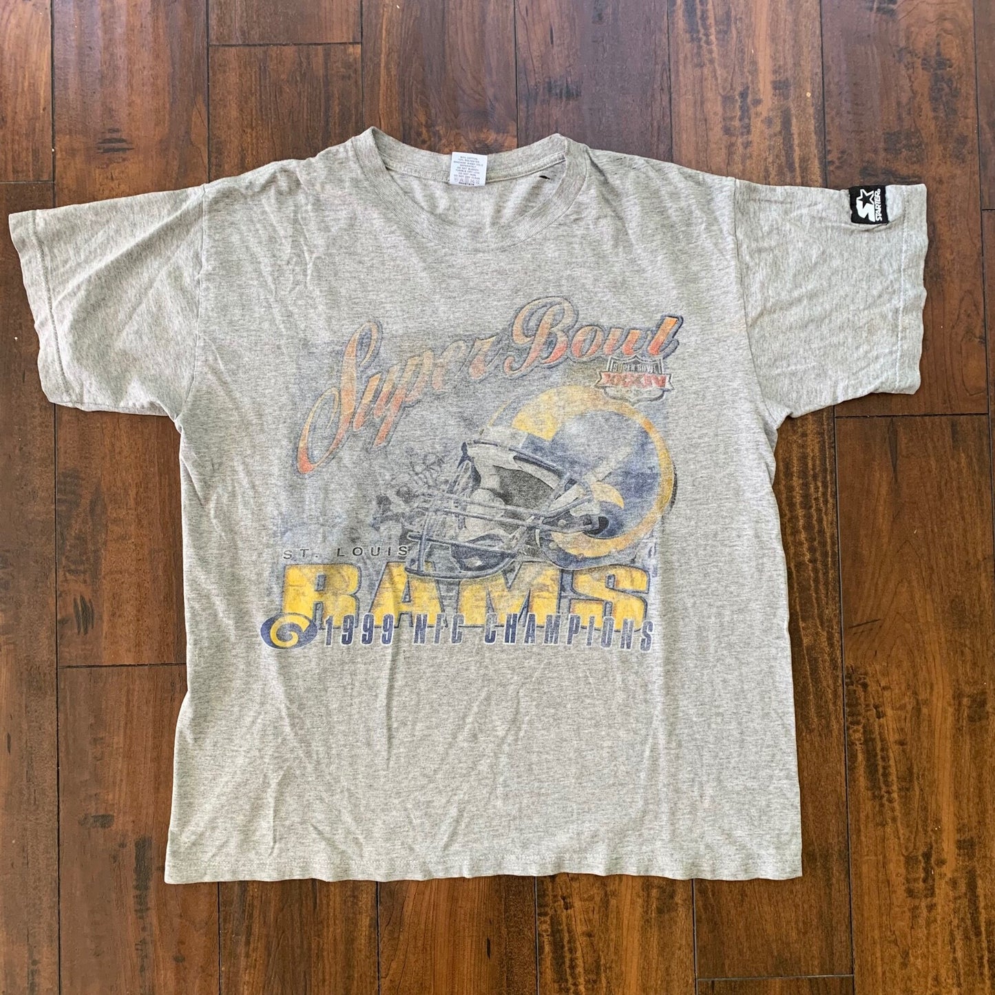 Super Bowl 1999 Vintage T Shirt Starter NFC St Luis Rams Thrashed Rap Football