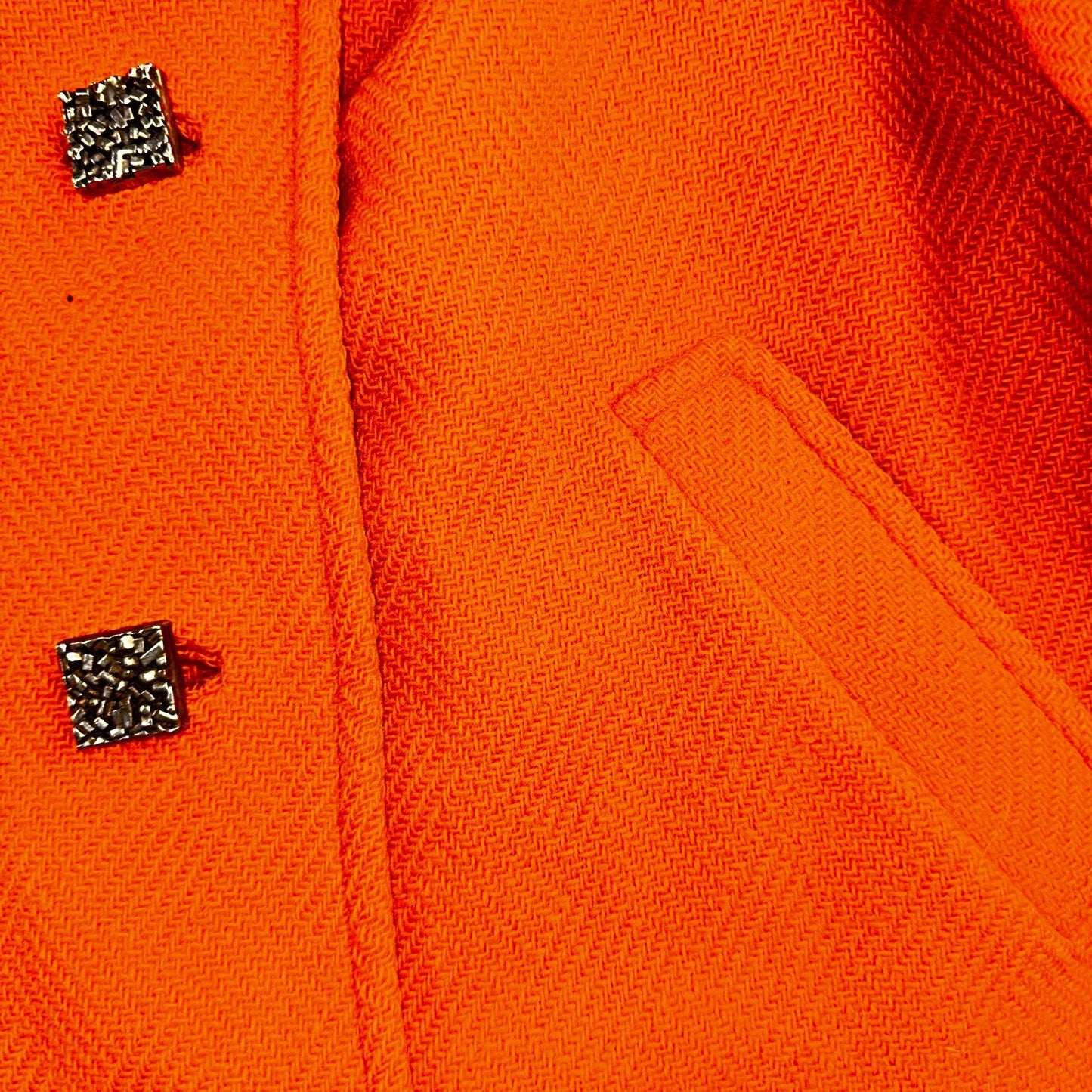 Vintage Lassie Junior Orange Wool Coat Mod 60s Button Up Retro Rockabilly S