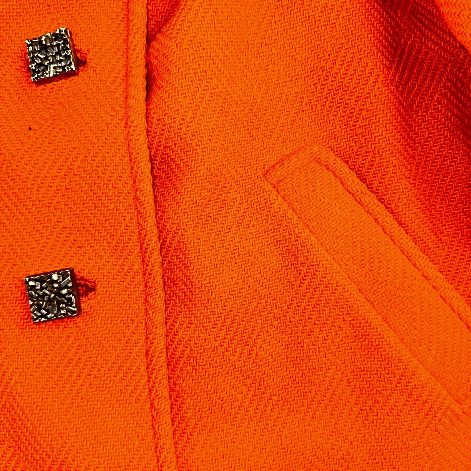 Vintage Lassie Junior Orange Wool Coat Mod 60s Button Up Retro Rockabilly S