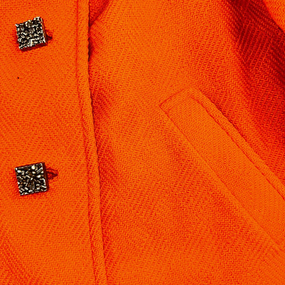 Vintage Lassie Junior Orange Wool Coat Mod 60s Button Up Retro Rockabilly S
