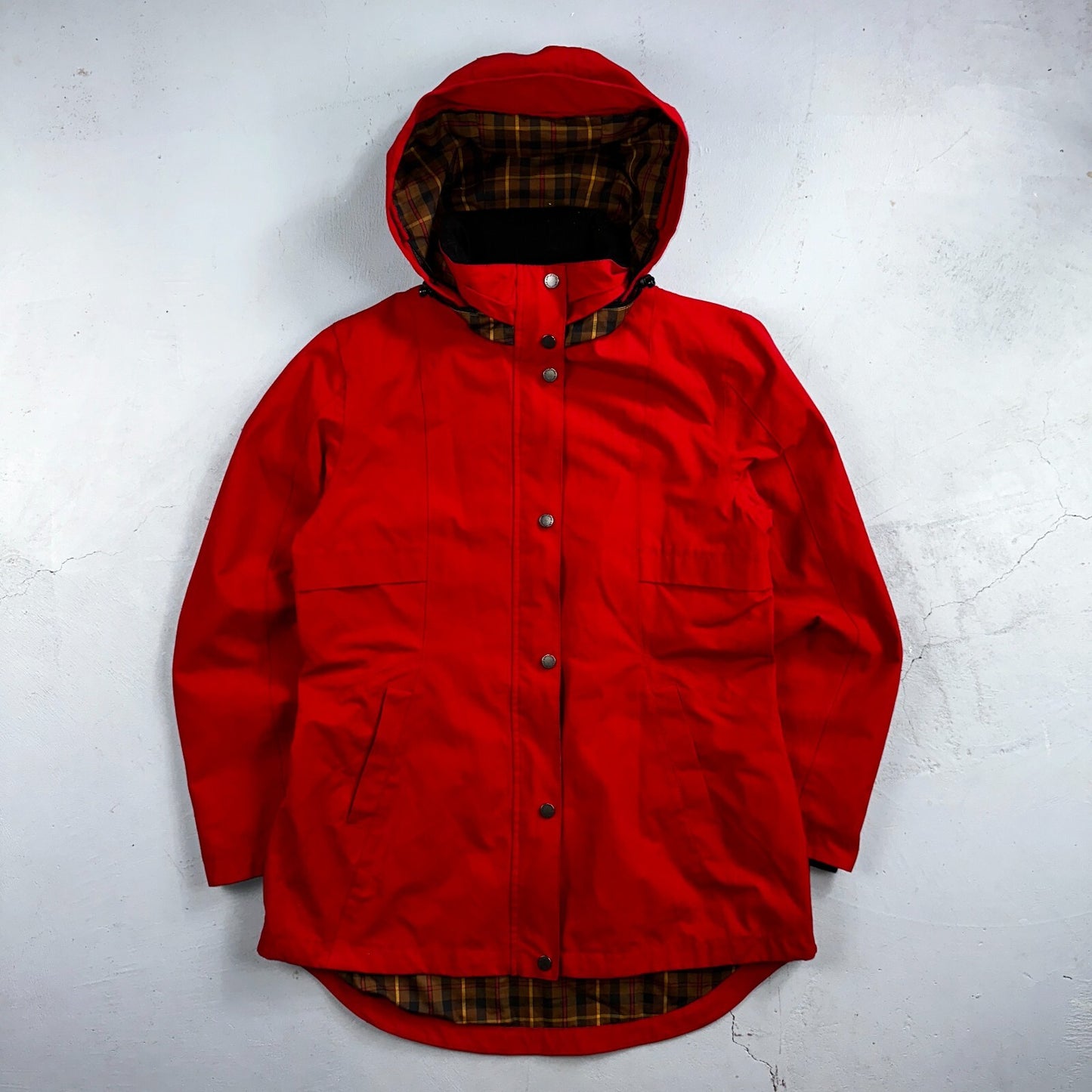 Pendleton Womens Medium Full Zip Hooded Plaid Lined Outdoor Jacket VTG Style Red