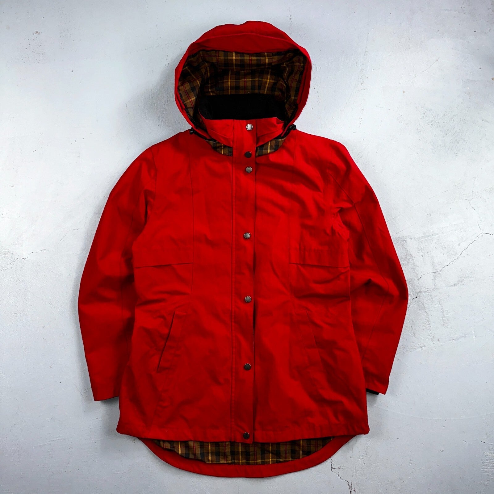 Pendleton Womens Medium Full Zip Hooded Plaid Lined Outdoor Jacket VTG Style Red