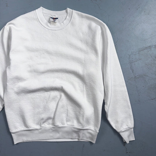 Jerzees VTG 90s Blank White Crewneck Jumper Sweatshirt USA Lot 1 Clean No Print