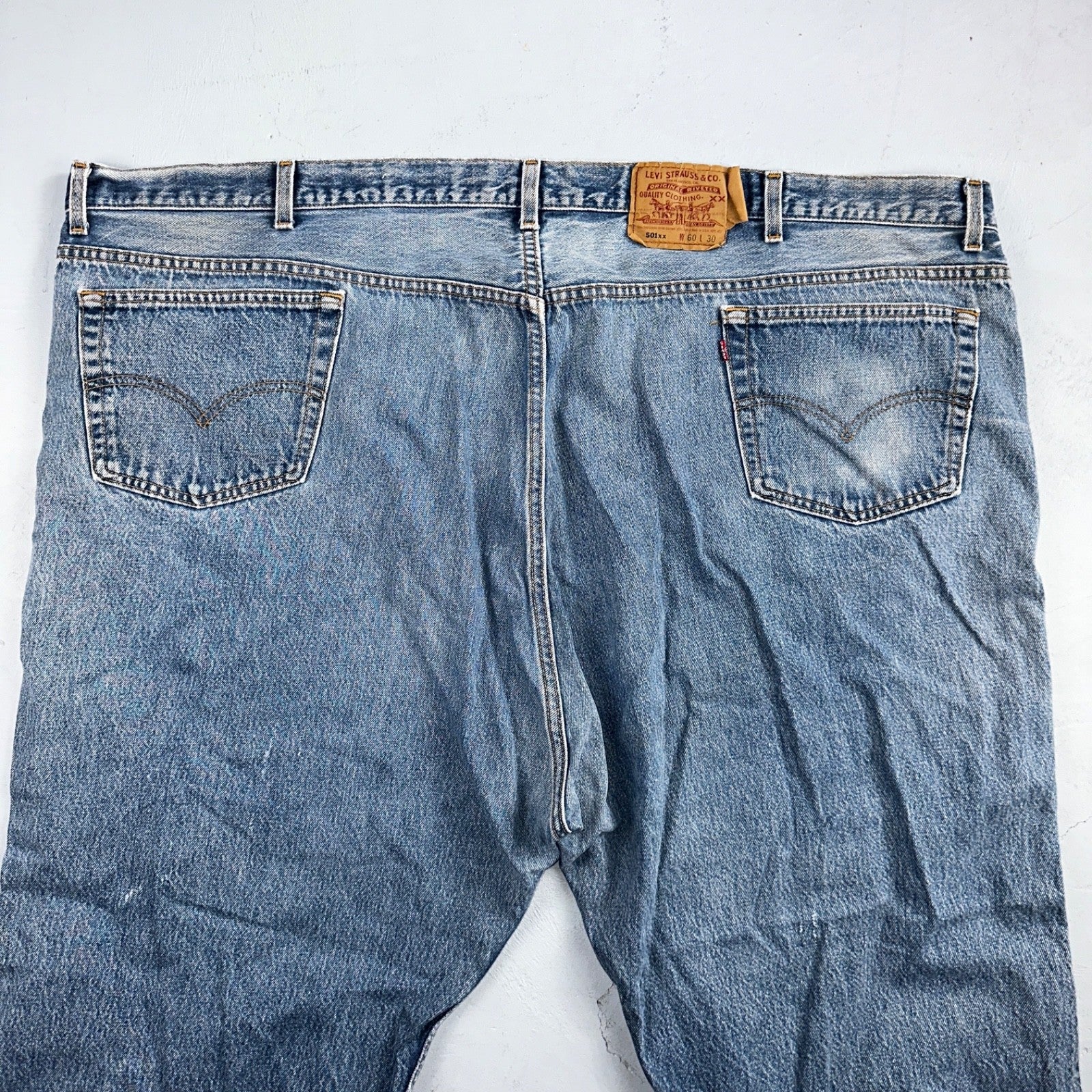 Levis 501 Vintage 90s USA XX Straight Leg Jeans Blue Light Wash 60x30 Act 56x27