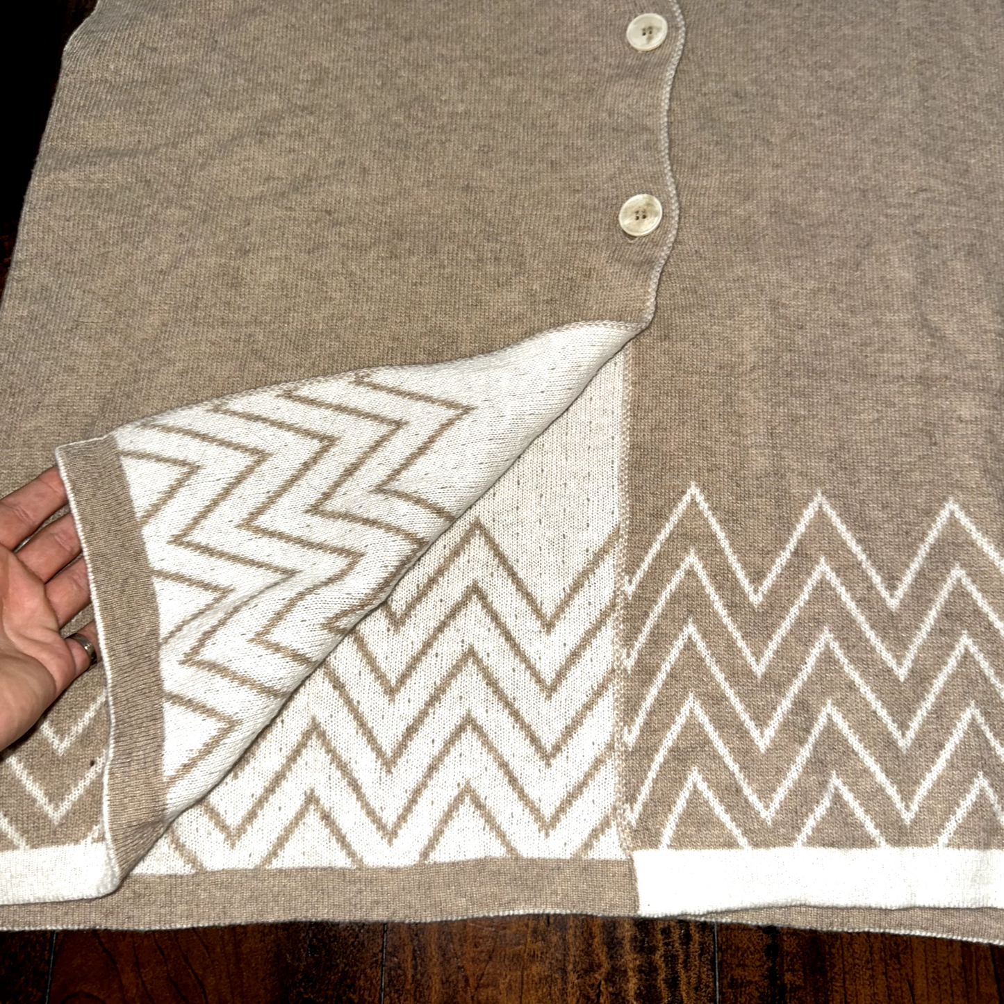 Note di Anita Cardigan Sweater Vest Wool Cashmere Blend Snap-Front One Size