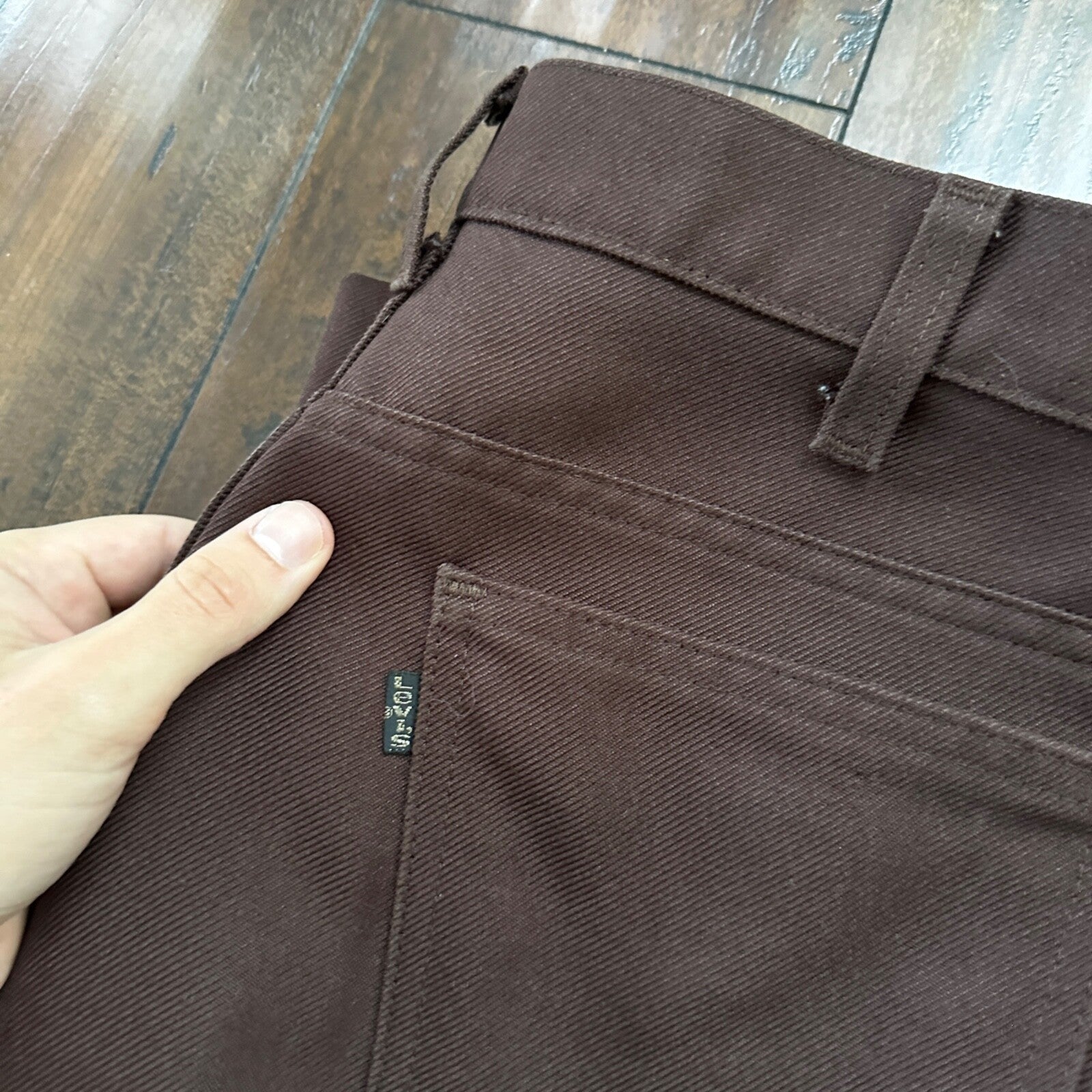 VTG Levis 517 Lot 2 Blue + Brown Polyester Pants Black Gold Tab 34x30 Act 32x28