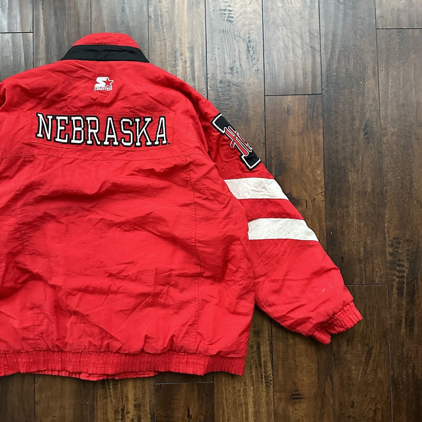Vintage 90s 80s Nebraska Huskers Full Zip Starter Jacket Puffer Men's Large NCAA