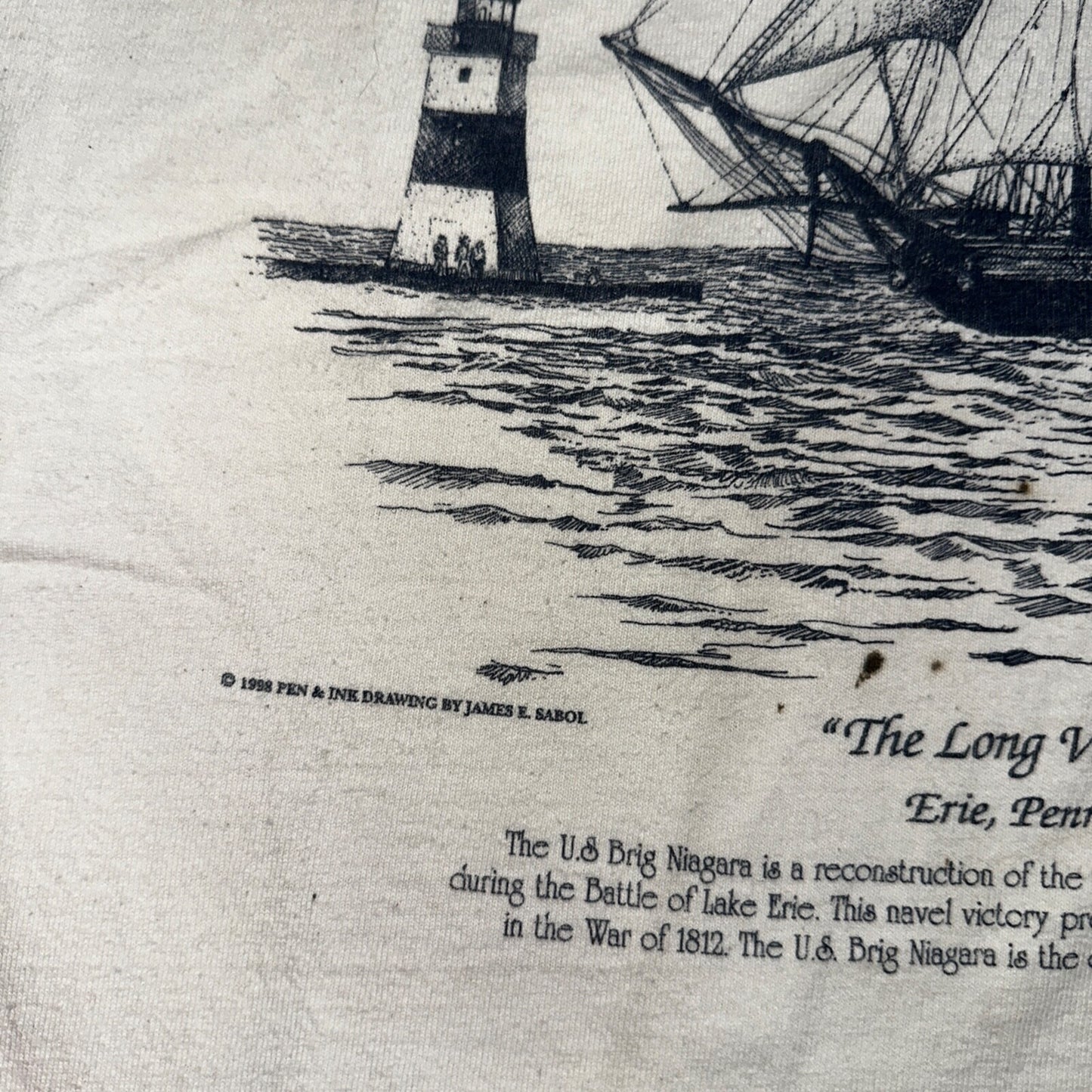 Ship Art James E Sabol Y2K 90s T Shirt Erie Pennsylvania Voyage Home Photo Rap