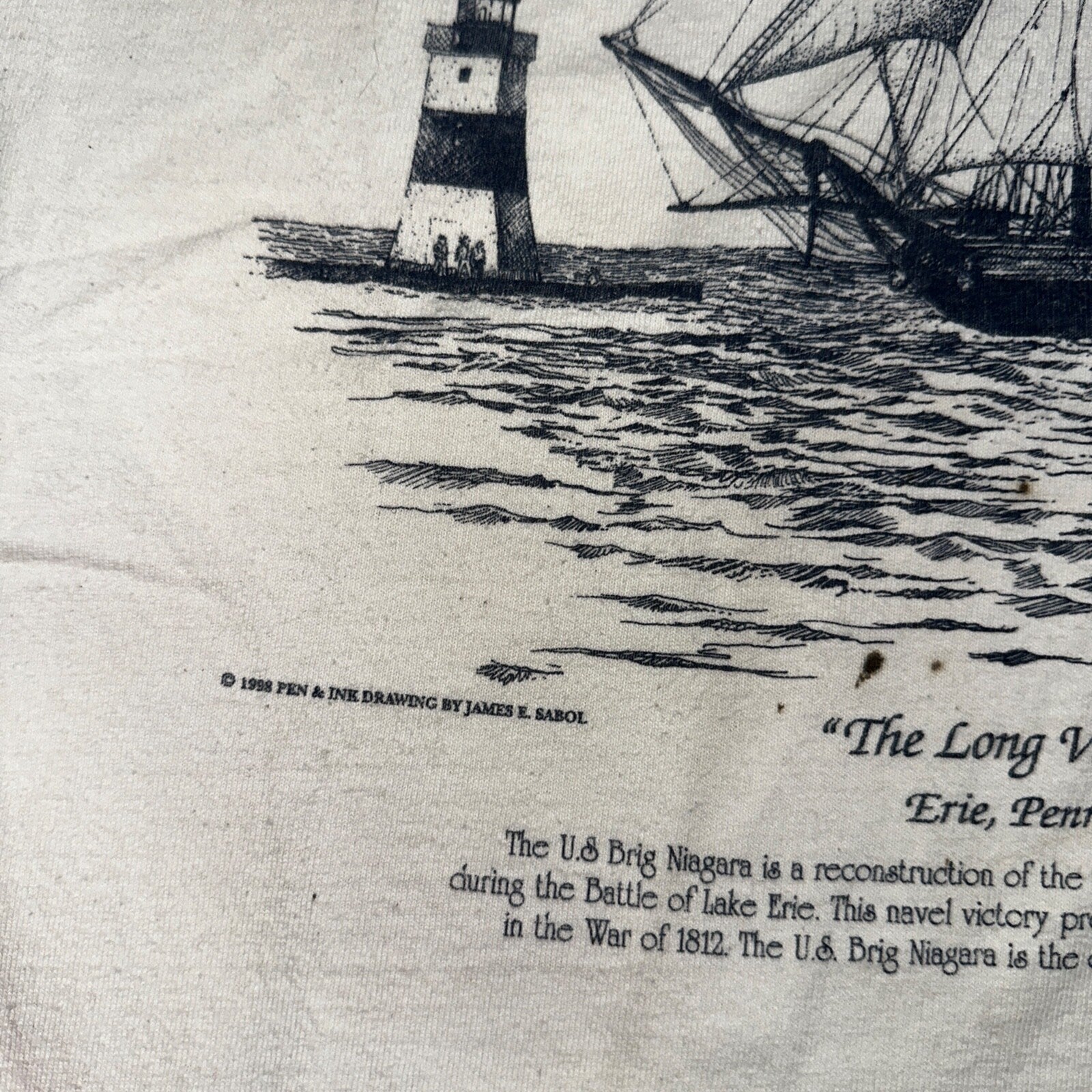 Ship Art James E Sabol Y2K 90s T Shirt Erie Pennsylvania Voyage Home Photo Rap