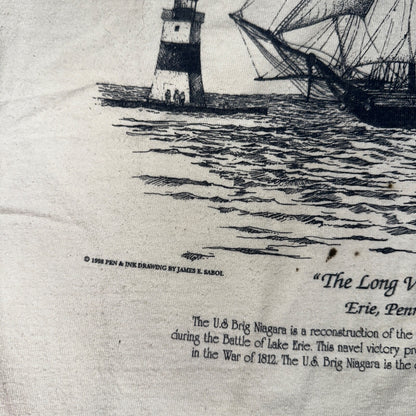 Ship Art James E Sabol Y2K 90s T Shirt Erie Pennsylvania Voyage Home Photo Rap