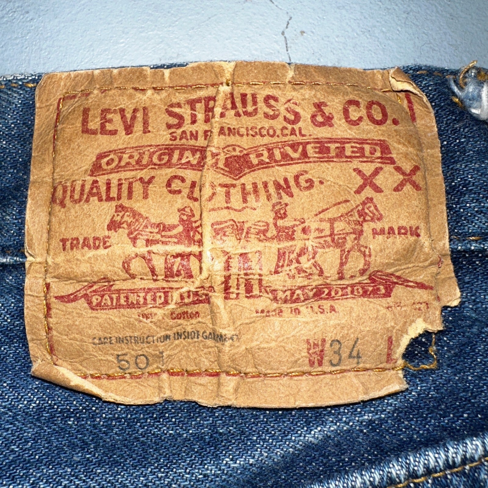 Levis 501 VTG 70s SS Redline Selvedge Jeans XX Med Wash 34x29 Act 31x25