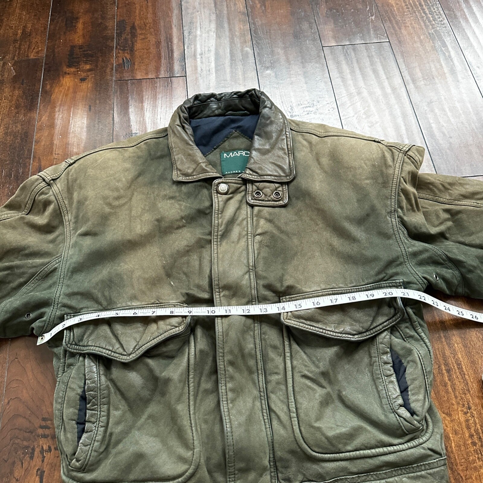 Andrew Marc NEW YORK Mens Suede Leather Coat Jacket Boxy Vintage Y2K 90s A2