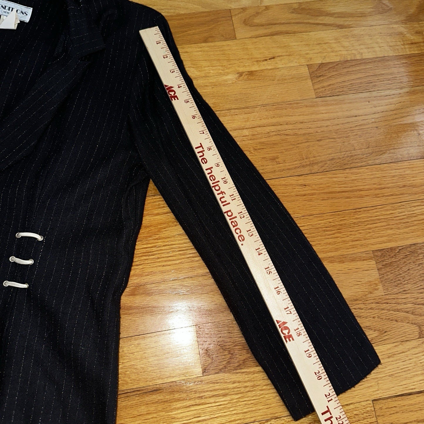 Renditions Vintage 80's Jacket Size 12 Black Damask Open Front Kimono Striped