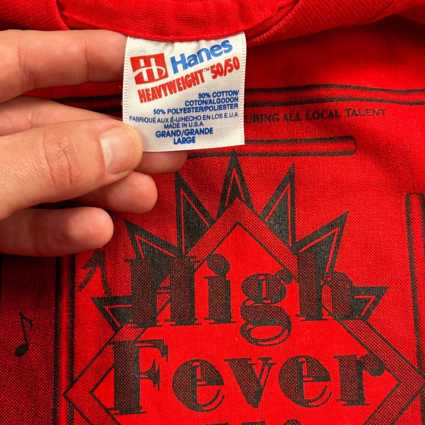 High Fever 90s VTG T Shirt Star USA Hanes 90s Follies Local Talent PDX Oregon