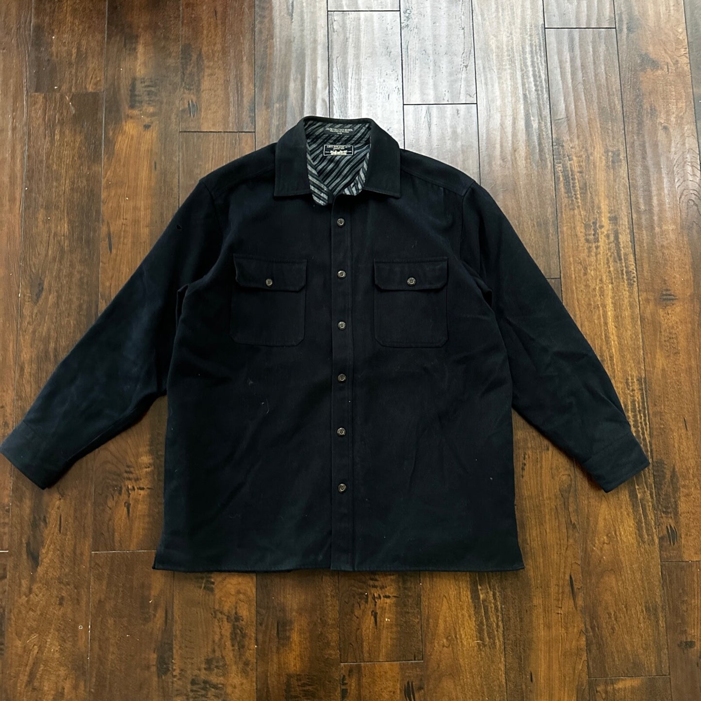 Levis Jacket Shirt Men L Blue Navy Button Up Flannel Lined Shacket Vtg