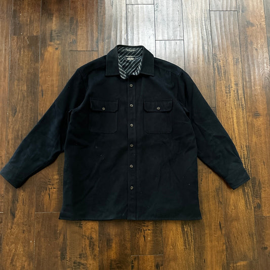 Levis Jacket Shirt Men L Blue Navy Button Up Flannel Lined Shacket Vtg