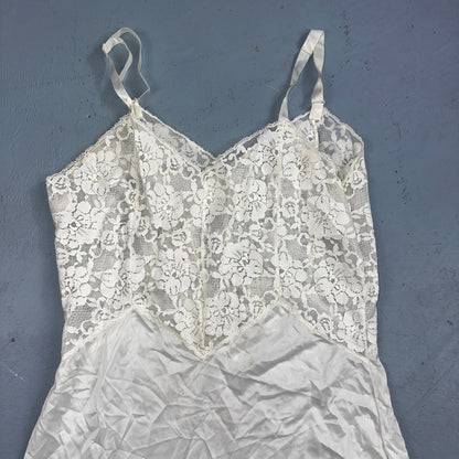 VTG 1960s Aristocraft Lingerie Slip Dress Sleepwear Full Sweep Nightgown Lace
