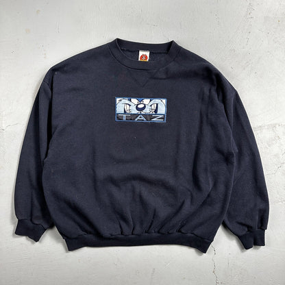 Looney Tunes TAZ 90s USA Sweatshirt VTG Crewneck XL Navy Cartoon Bugs Bunny
