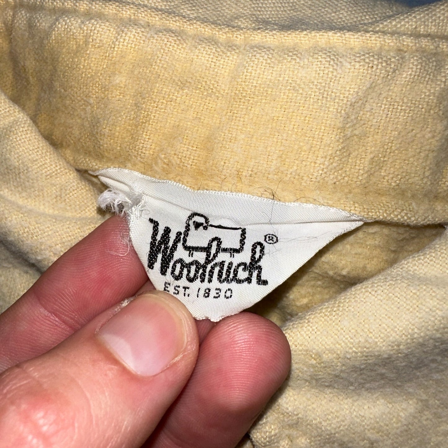 Vintage Woolrich Chamois Button Up Shirt Heavy Cotton Mens XL USA Yellow 70s