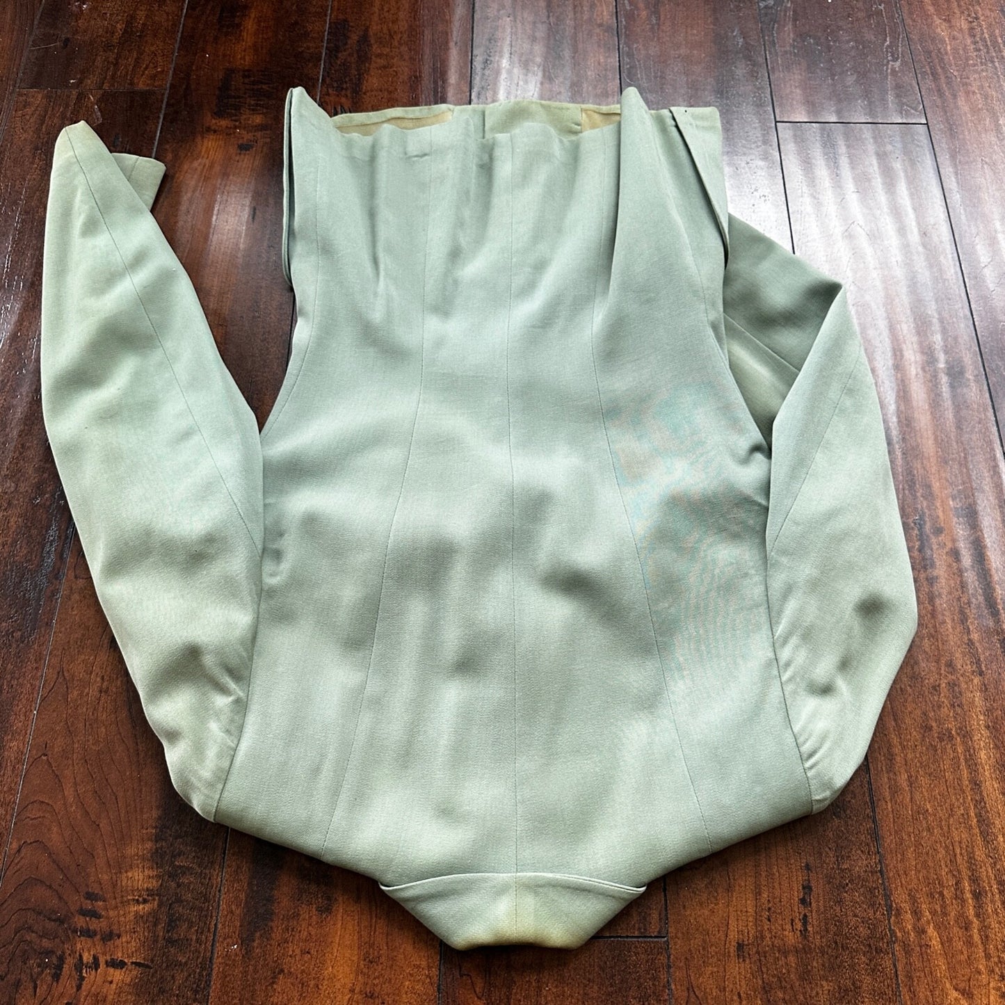 1950s Teal Green VTG 2 Piece Womens Houndstooth Suit Joselli MCM Wool 50s 40s