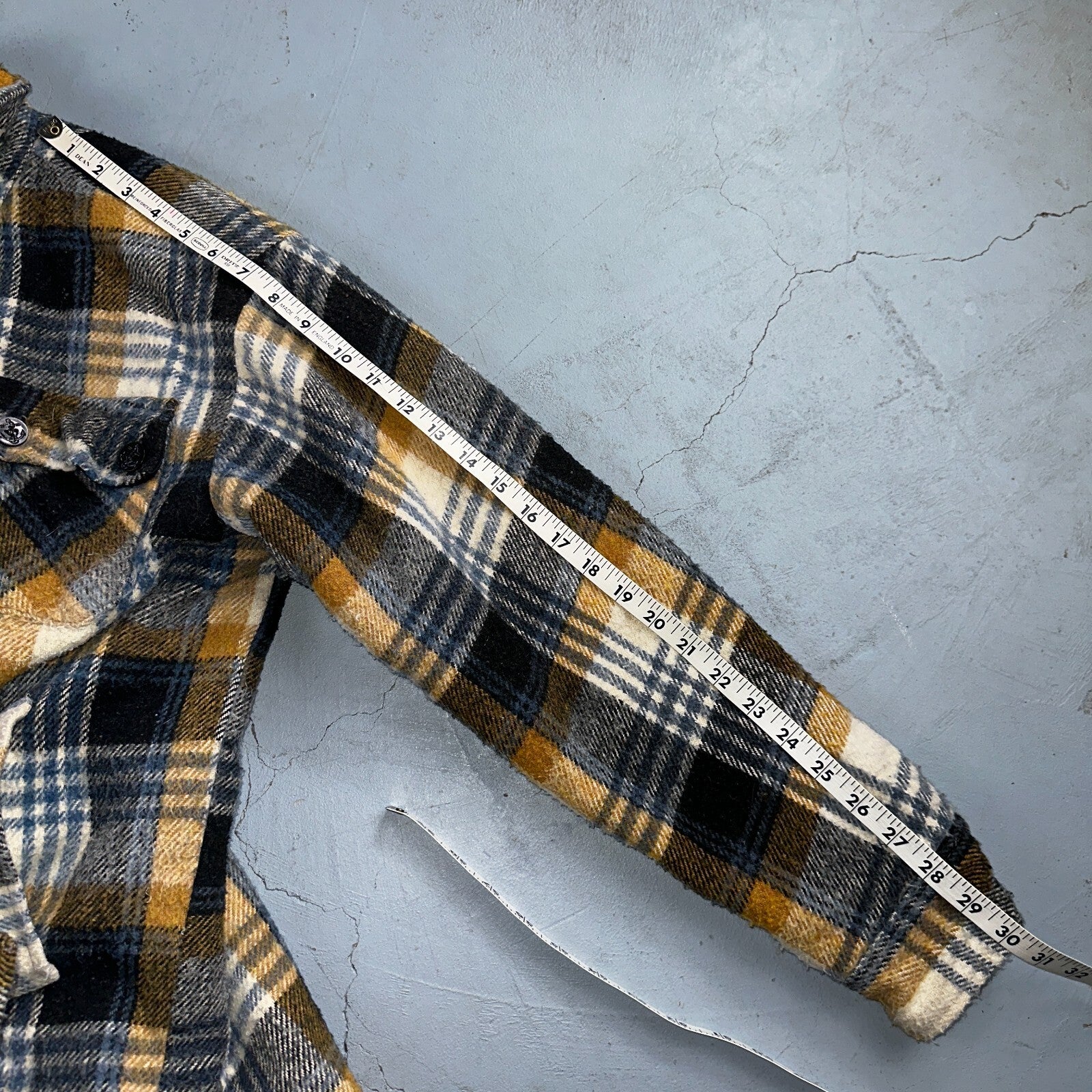 Vintage Triton 70s Sportswear Mens Black Plaid Wool Tartan Work Jacket Navy USN