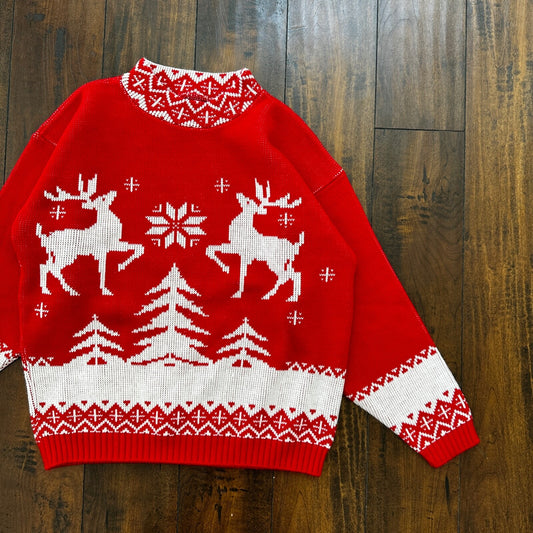 VTG Christmas Reindeer Sweater Worthington Woman’s Ugly Christmas Cute 80s
