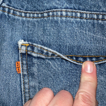 Levis 517 Vintage 80s USA Orange Tab Bootcut Flare Blue Worn Jeans Act 32x25