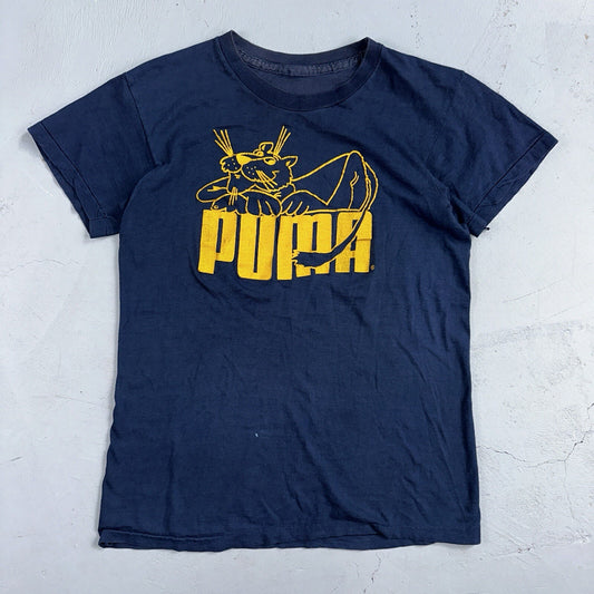 Puma Vintage 70s T Shirt Single Stitch Cat Cartoon Sneakers 1970s Graphic Sports