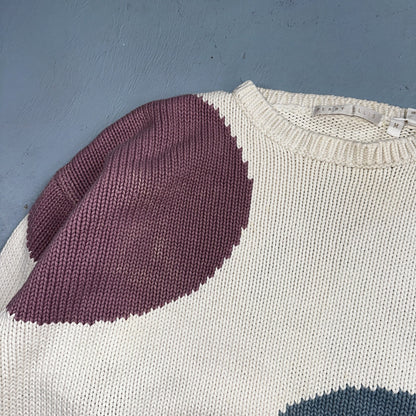 Perry Ellis VTG Atomic Pullover Sweater Womens M Multicolor Abstract Ski Cotton