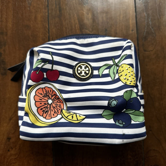 Tory Burch Printed Nylon Cosmetic Case Blue Fruits Wild Cute Print Berries