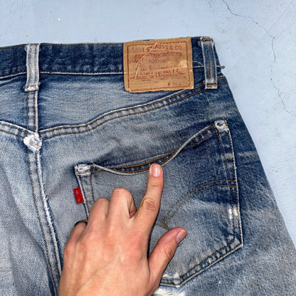 Levis 501 Vintage 80s Redline Selvedge USA XX Jeans Light Wash 34x34 Act 31x30